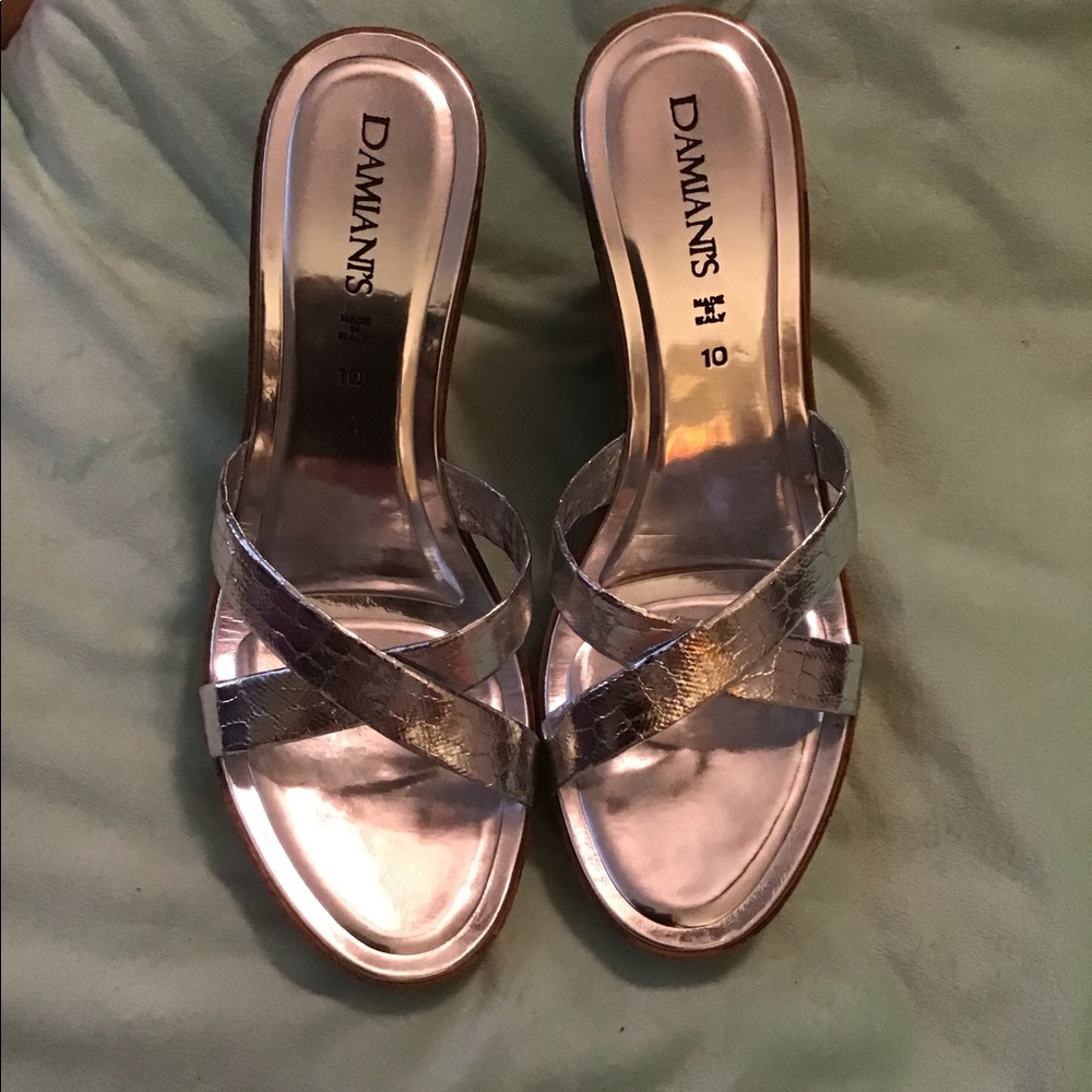 Damiani’s Silver Wedge Sandals
